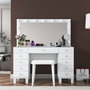 Hanah Home Mesa de Maquillaje BJ163 - 4002 con 13 Focos y Puff Blanco